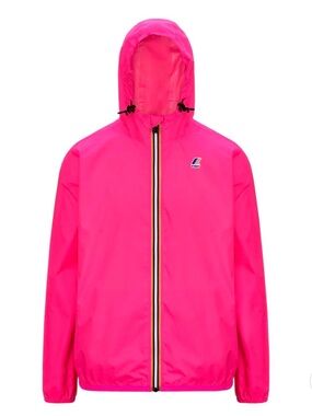 K-Way Packable Hooded Jacket - Bright Pink with Navy Stripe